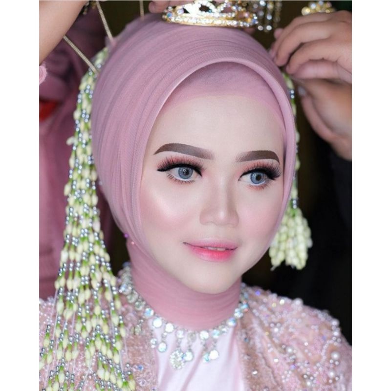 Slayer pengantin Tileu soft polos halus turban hijab 2 layer
