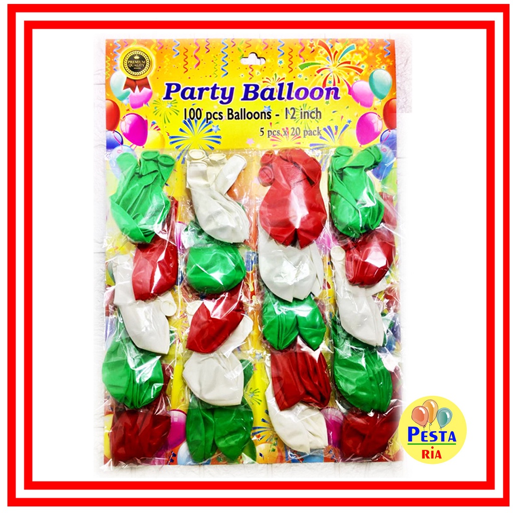 Murah (Isi 100pcs) Balon renteng MIX 3 Warna (2,8gr), balon metalik MIX warna, balon renteng solid