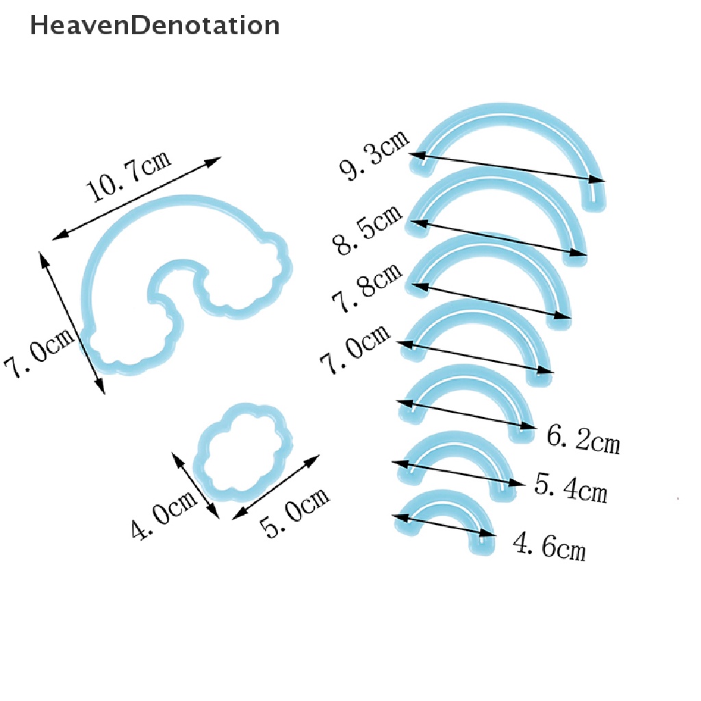 9pcs / Set Cetakan Pemotong Kue / Biskuit / Fondant Bentuk Pelangi 3d