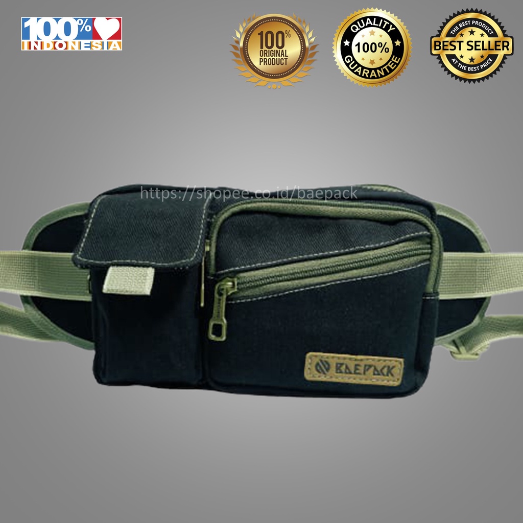 Waist Bag Baepack Premium Canvas / Tas Pinggang Baepack / Tas Waist Bag Cowok / Tas Waist Bag Cewek