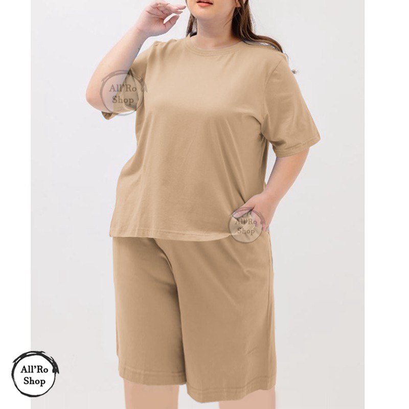 Setelan Jumbo Baju Setelan Casual Santai Wanita Size JUMBO BESAR PLUS SIZE Polos Bahan Kaos Ukuran XXL 3XL  ARS 232