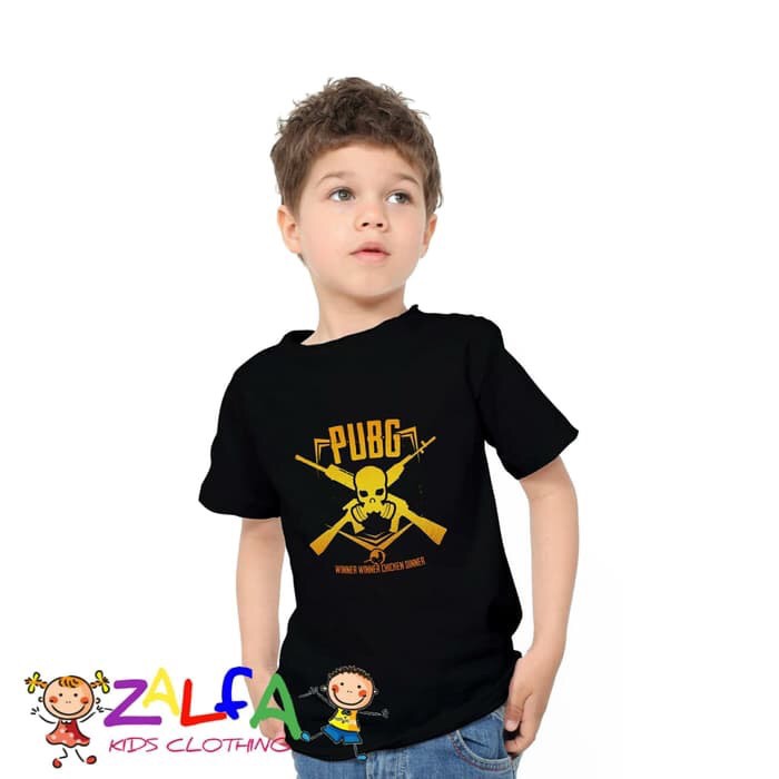 KAOS BAJU COMBED 30S PUBG ANAK TENGKORAK GOLD   ANAK JUNIOR BATTLEGROUNDS