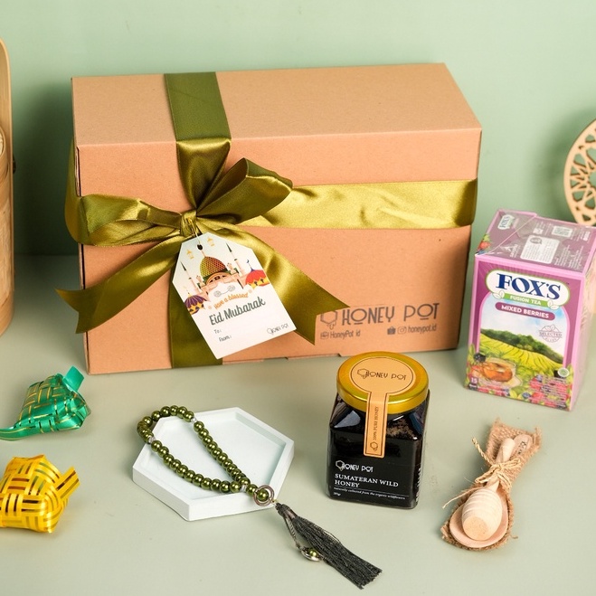 

Hampers Parcel Lebaran 2022 Madu Tasbih Teh Coaster Islami Mewah Murah Custom Message - Tipe Ameera