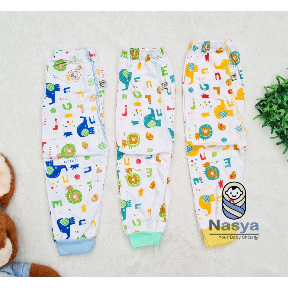 [R-008] ABIY BABY 3 pcs Celana Panjang Bayi SNI Seri Putih Uk XL