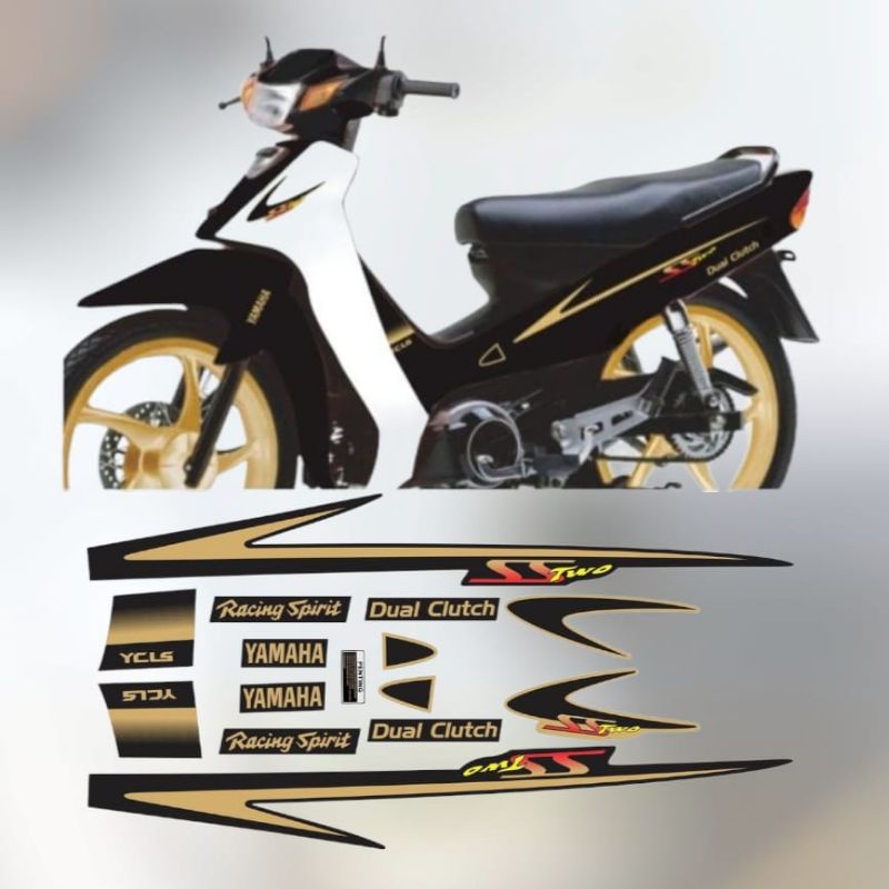 Striping Sticker Motor Yamaha Fiz r ss two Variasi Hitam Gold Printing Cutting Tahan Pernis