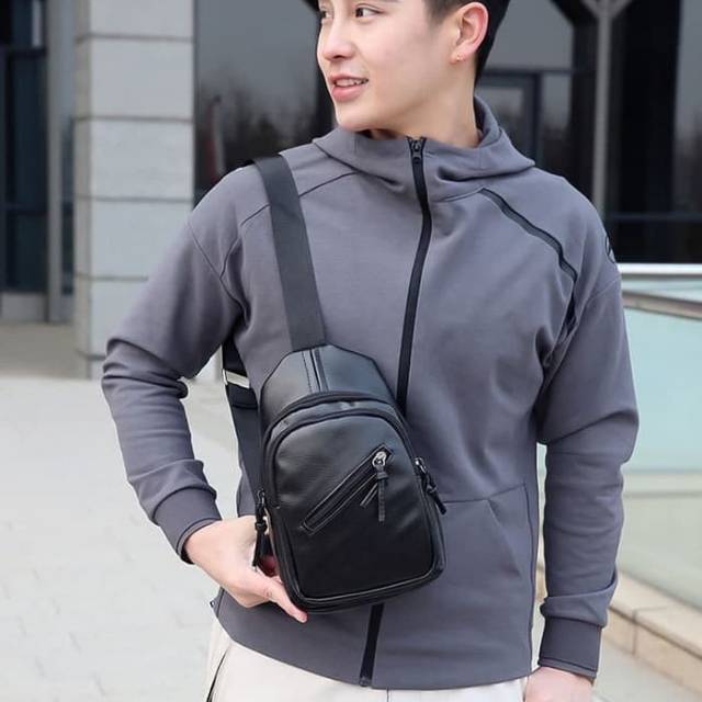 Tas pria bahan kulit sintetis Import model kecil terbaru 2019