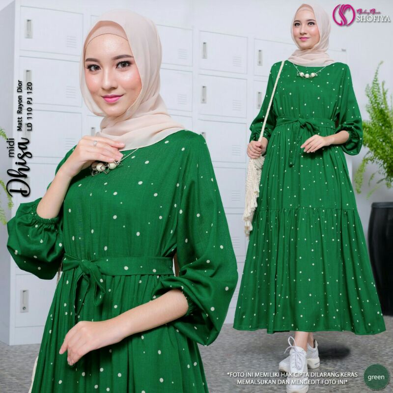 REBECA, DHISA Midi Dress Wanita muslim Ory by Shofiya