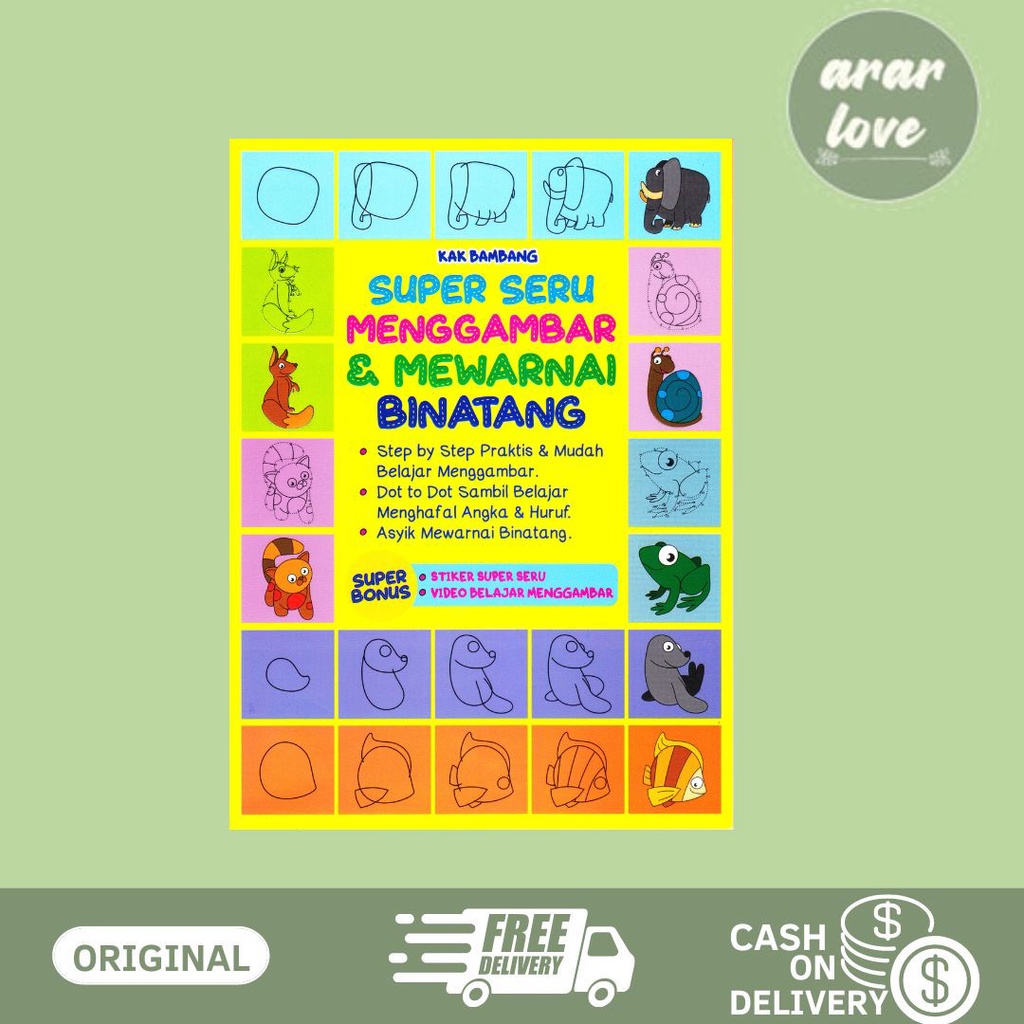 BUKU SUPER SERU MENGGAMBAR & MEWARNAI BINATANG