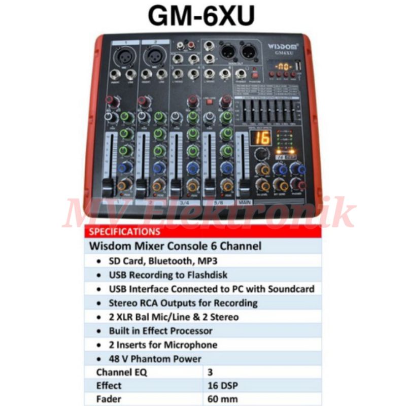 Mixer Wisdom GM - 6XU / GM 6XU / GM6XU 6 Channel Original
