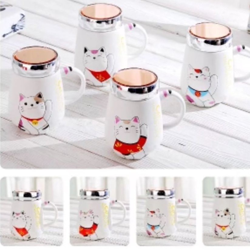 MUG CANTIK MOTIF KUCING BAHAN KERAMIK READY STOCK JAKARTA 