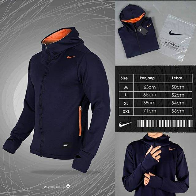 NIKE TRAINING JACKET THUMBHOLE (NAVY X ORANGE)