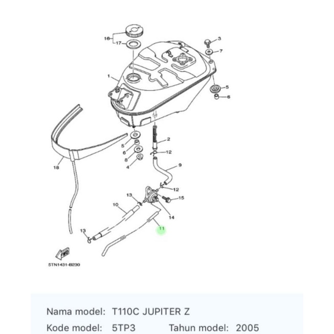 SELANG HISAP DARI INTAKE KE VACUM VAKUM JUPITER Z LAMA BURHAN VEGA R NEW ASLI ORI YAMAHA 5TF F4313 00