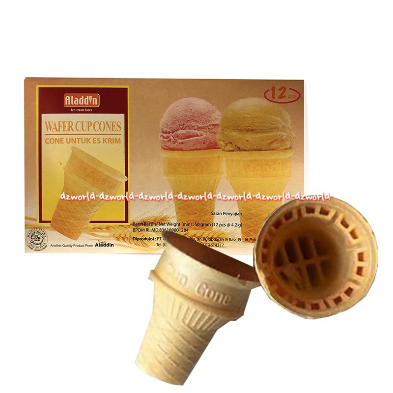 Aladdin Wafer Cupcones Ice Cream Cone Tempat Untuk Es Krim 12pcs Aladin