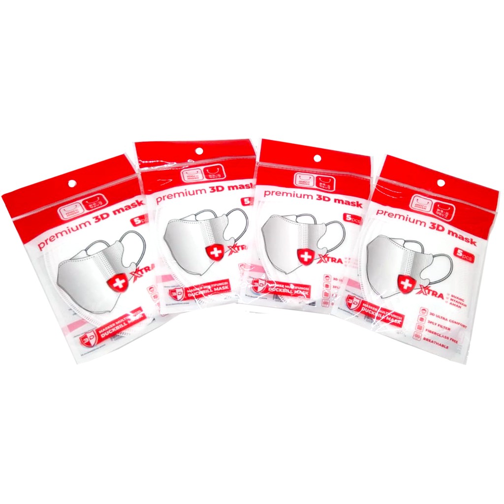 MIU MASK 3D DUCKBILL MASK MIU Masker  PREMIUM 3 Ply Isi 5 Pcs / WHITE
