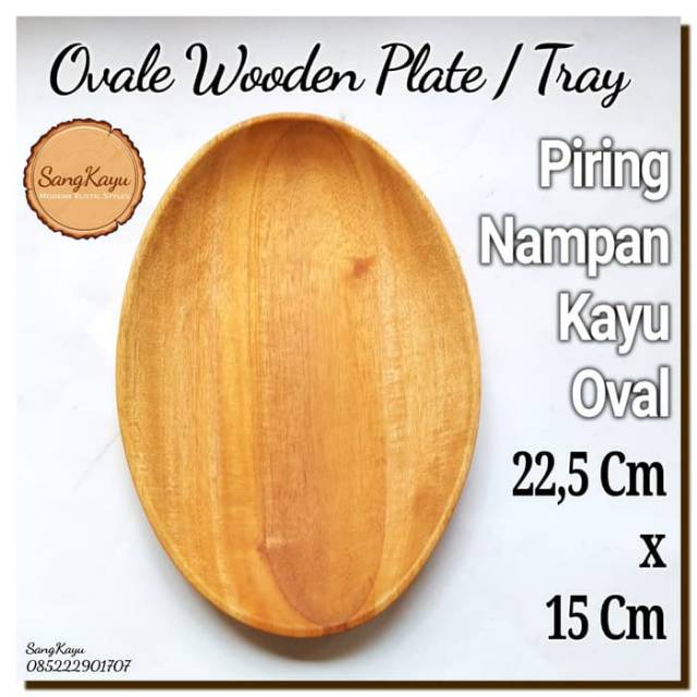 Ovale Wooden Plate Tray 22,5x15 Cm Piring kayu saji nampan saji kayu