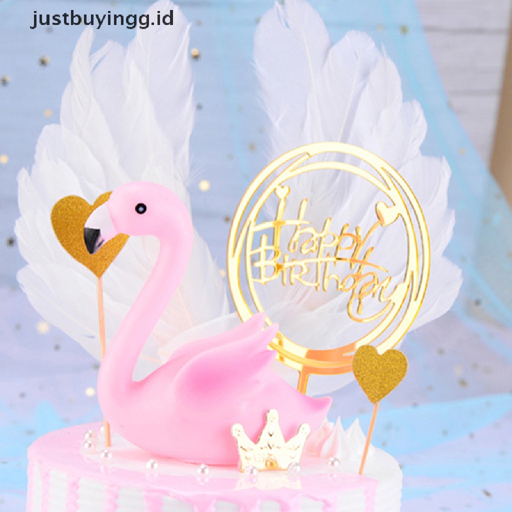 Topper Kue Desain Flamingo Warna Pink Untuk Dekorasi Pesta Ulang Tahun Pernikahan