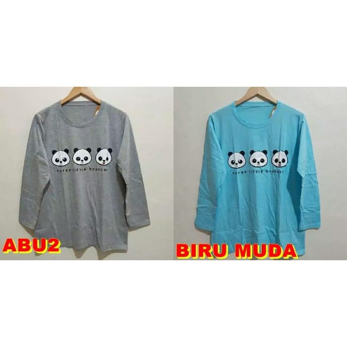 Kaos Lengan Panjang Panda Jumbo Kaos Distro - Merah