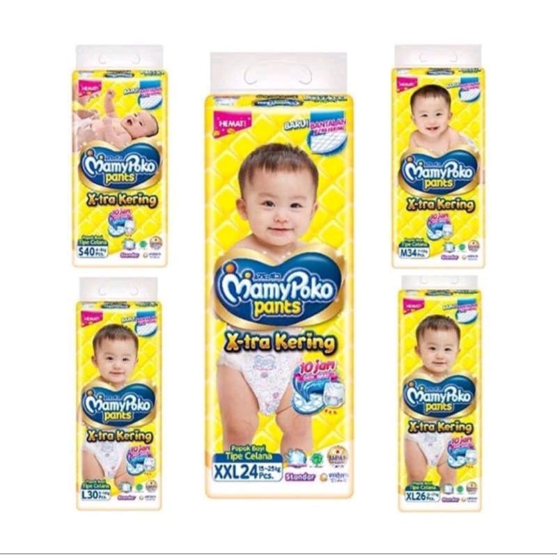 MamyPoko Pants Xtra kering - Mamipoko pempers popok bayi celana S40, M34, L30,XL26,XXL24