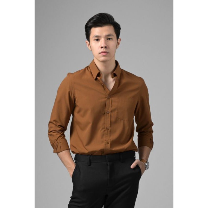 Elgant Basic Shirt Light Brown uk M by Male Id