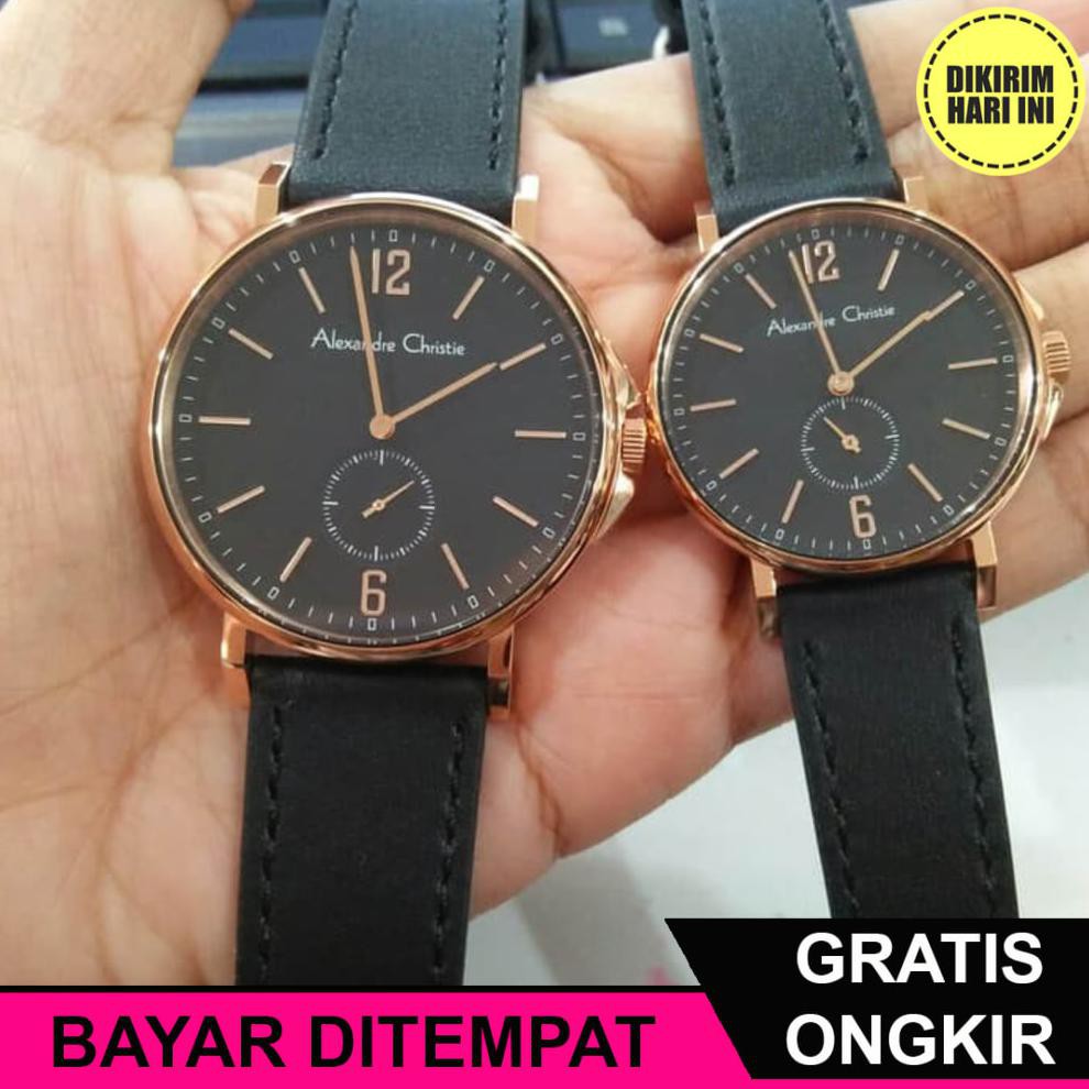 (BAYAR DITEMPAT) OE4150 ALEXANDRE CHRISTIE AC 8458 AC8458 COUPLE ROSEGOLD BLACK HARGA SATUAN