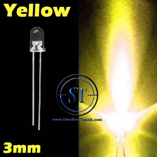 x10 LED Putih = Kuning 3mm Super Bright Yellow 2,1v DC isi 10 Buah