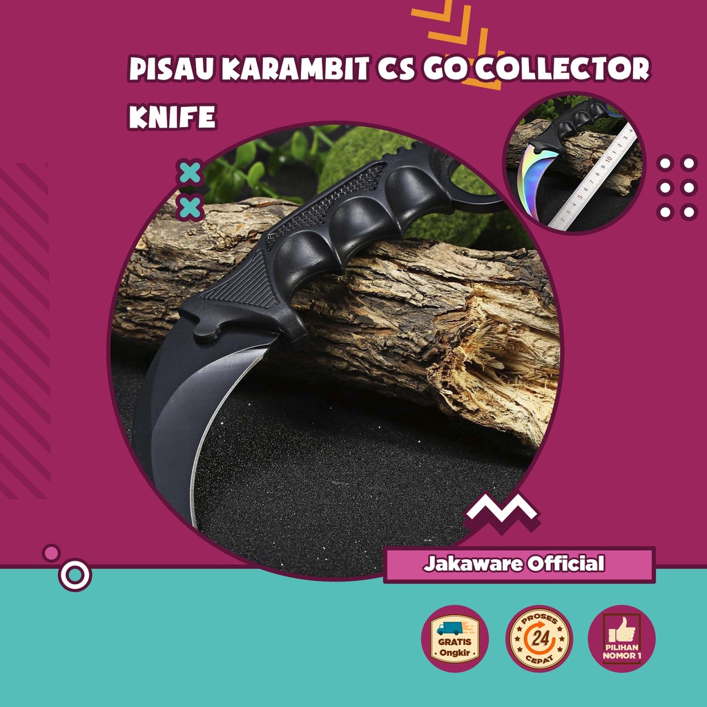 PISAU KARAMBIT CS GO COLLECTOR KNIFE SURVIVAL MULTIFUNGSI CAMPING HIKING POCKET STAINLESS STEEL PORT