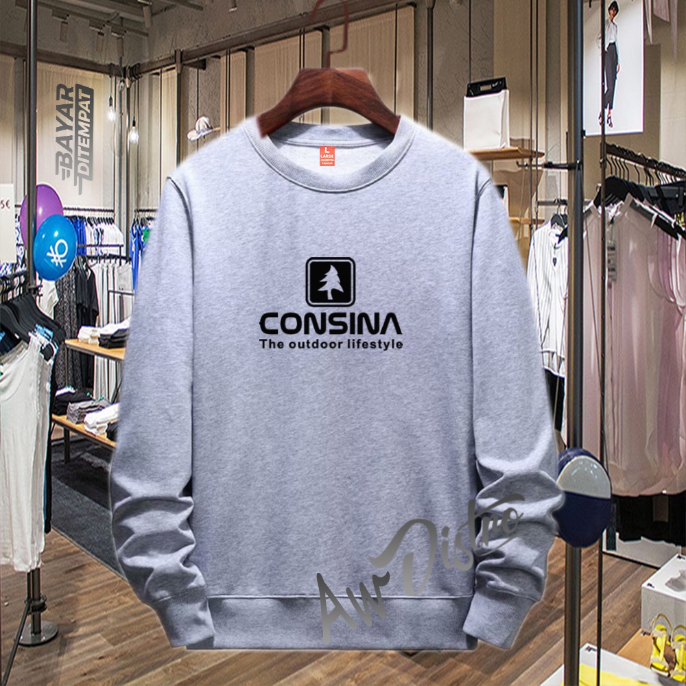 COD Sweater Distro CONSINA 01 Black Premium Quality Sweater Tulisan Jaket Kata-Kata Hoodie Sablon