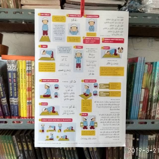 Poster Shalat, Wudhu, dzikir, doa harian, doa kehidupan, Akhlak Mulia, Rukun Iman