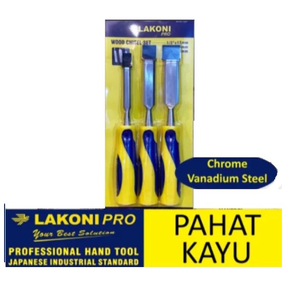 LAKONI PRO Pahat Kayu Tatah Wood Chisel Set CRV 3 pcs