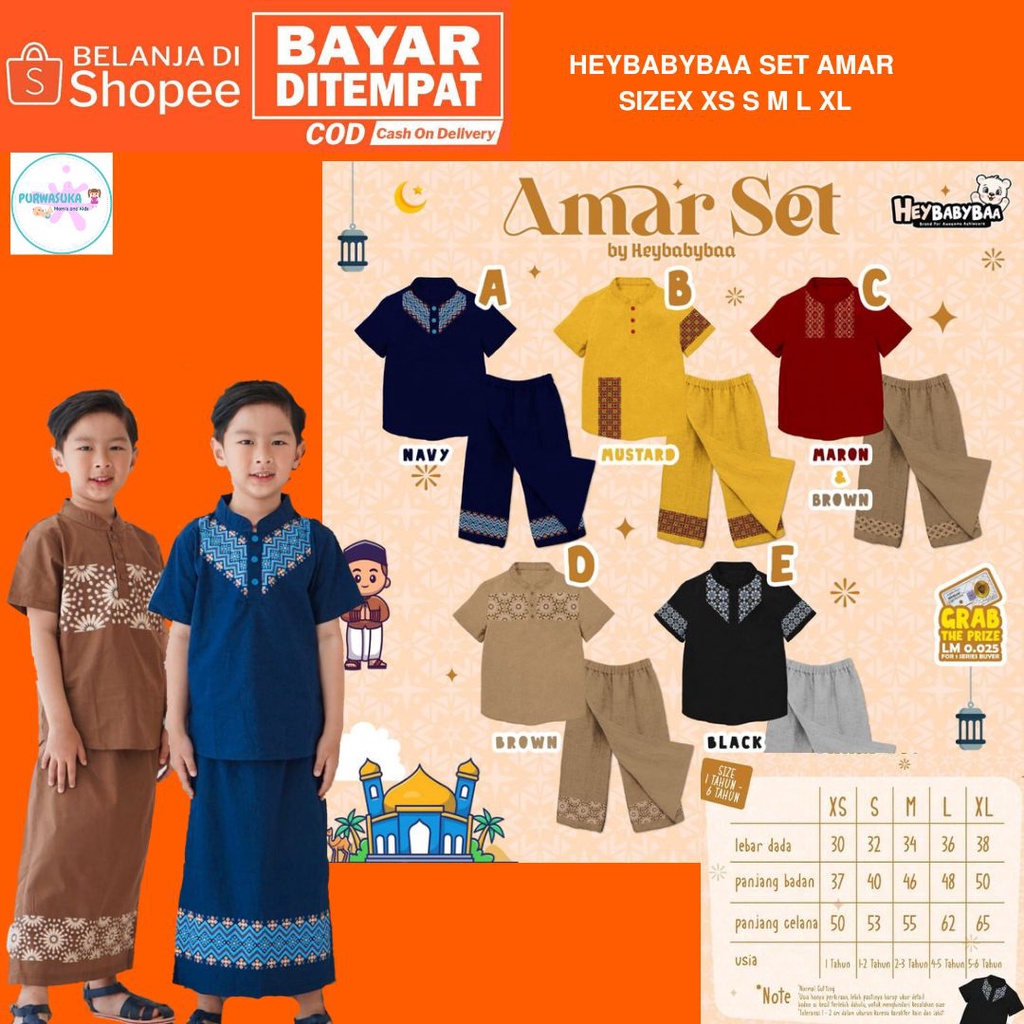 HEYBABYBAA SET AMAR KOKO ANAK COWO SIZE 1 2 3 4 5 6 T