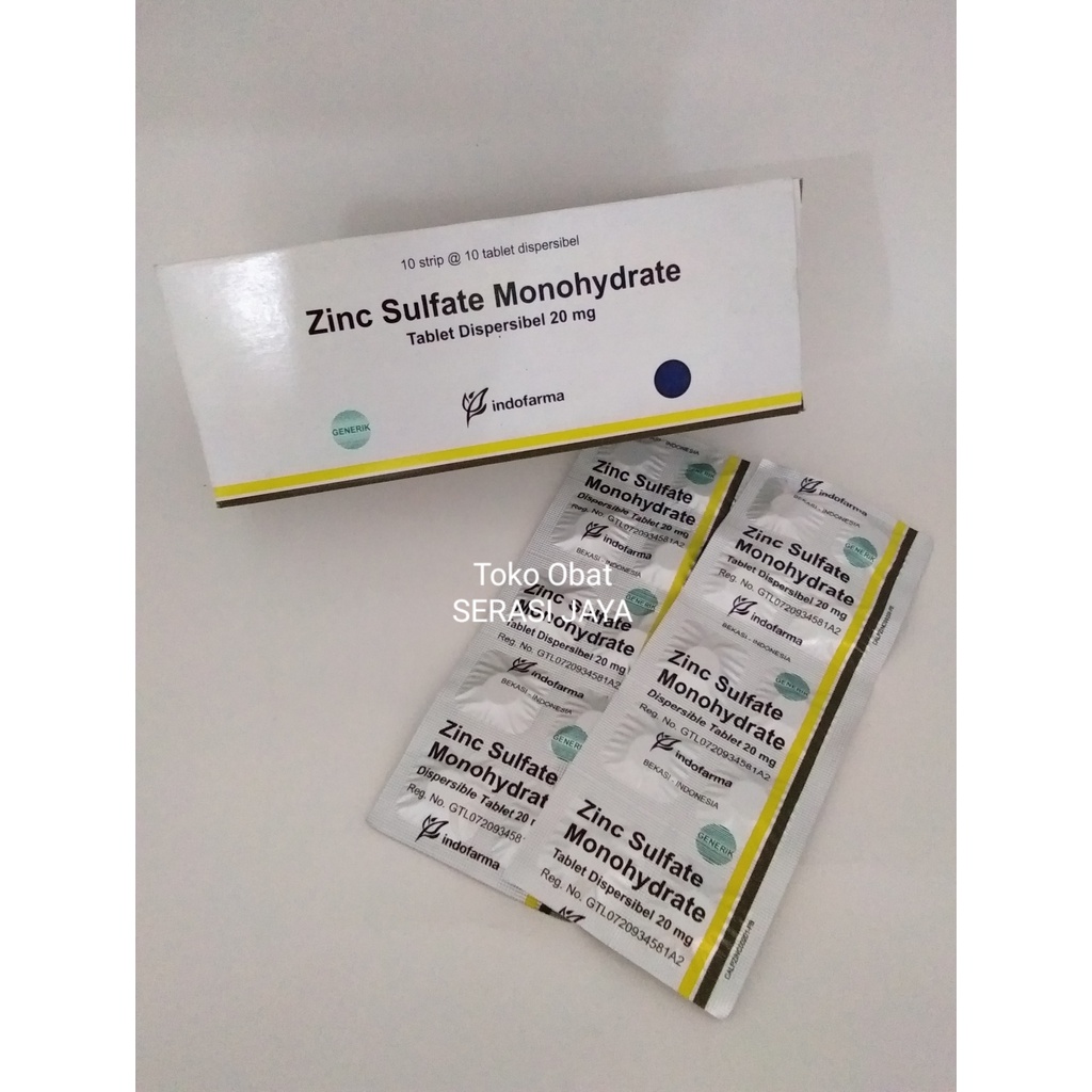 Zinc Sulfate Monohydrate Tablet 20mg Indofarma Terapi Garam Diare Anak