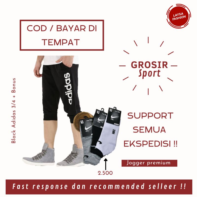 COD Celana Training Pria 3/4 Jogger Jogger Pants Pria Training Pants Celana Olahraga Celana Jogger Pria Celana Trianing Dewasa Polos Hitam Pria Wanita Celana Pendek Olahraga Trackpants Olahraga Dewasa Pria Wanita Logo Adidas Celana Pendek Olahraga Lari