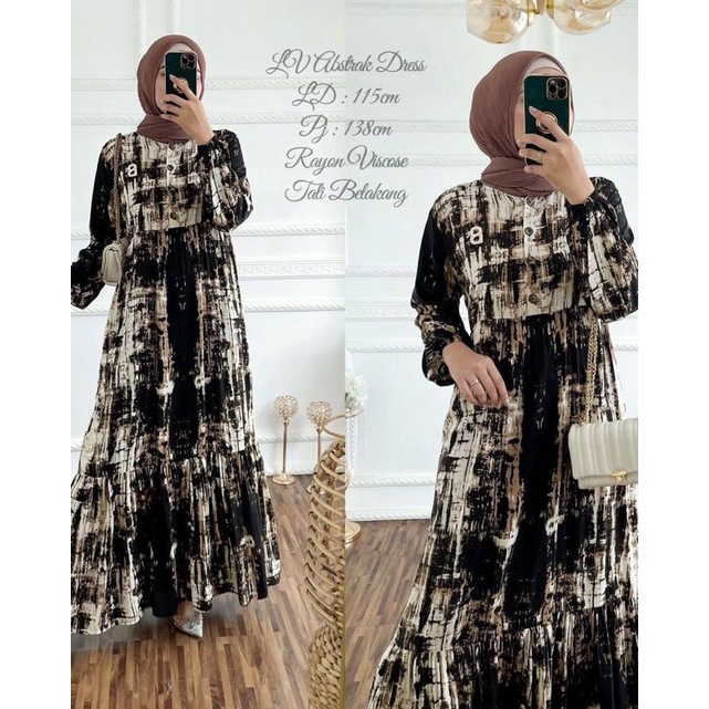 LV ABSTRAK DRESS // DRESS RAYON MOTIF ABSTRAK