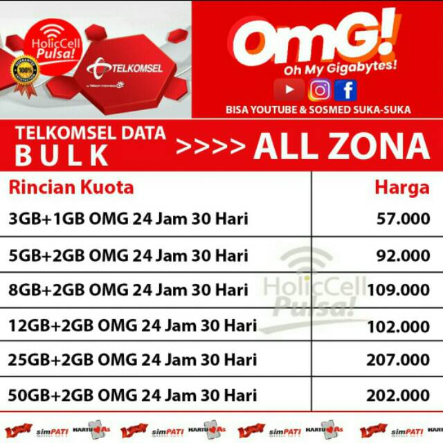 [TERMURAH] TELKOMSEL DATA BULK OMG ALLZONA