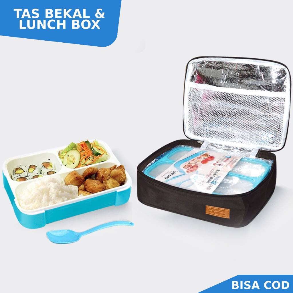 Tas Bekal Lunch Box 1 Set Tas Bontot Makanan Dewasa Wadah Bekal Makanan Tahan Panas Dingin Murah