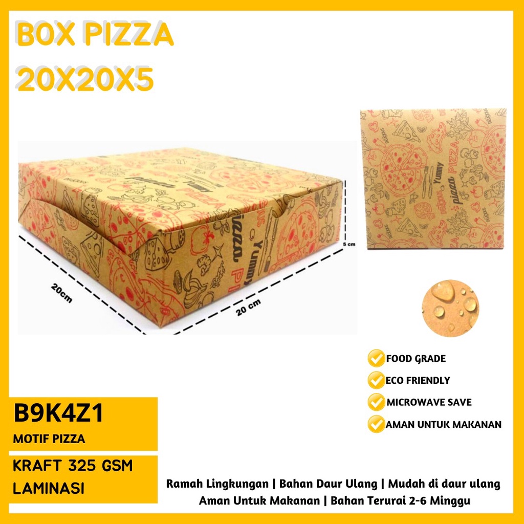 Box Pizza 20X20 Tebal 325 Gsm Kardus Pizza (B9K4Z1-Laminasi)