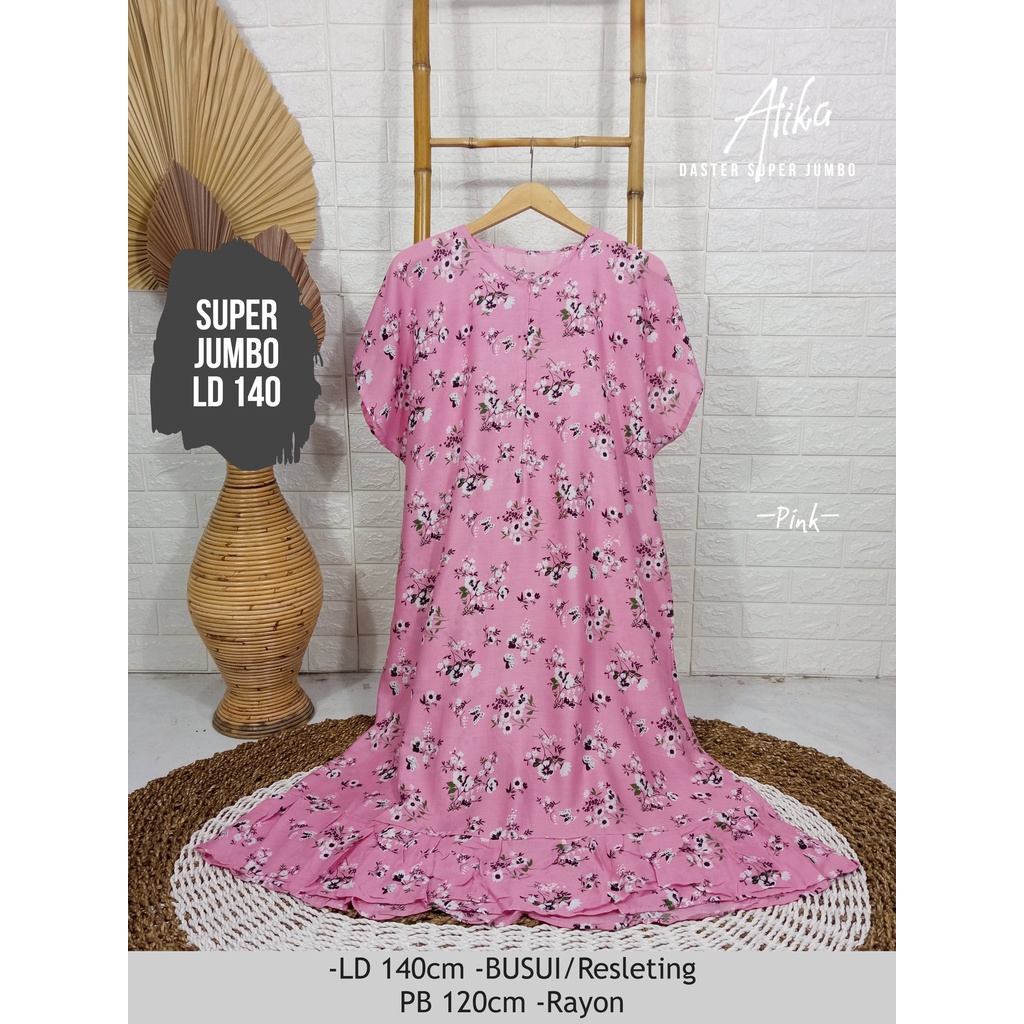 LD 140cm Daster Super Jumbo (42 Motif) (Part 2) dan  Daster Kaftan Viral LD 150cm Ruffle Big Size-Alika Pink