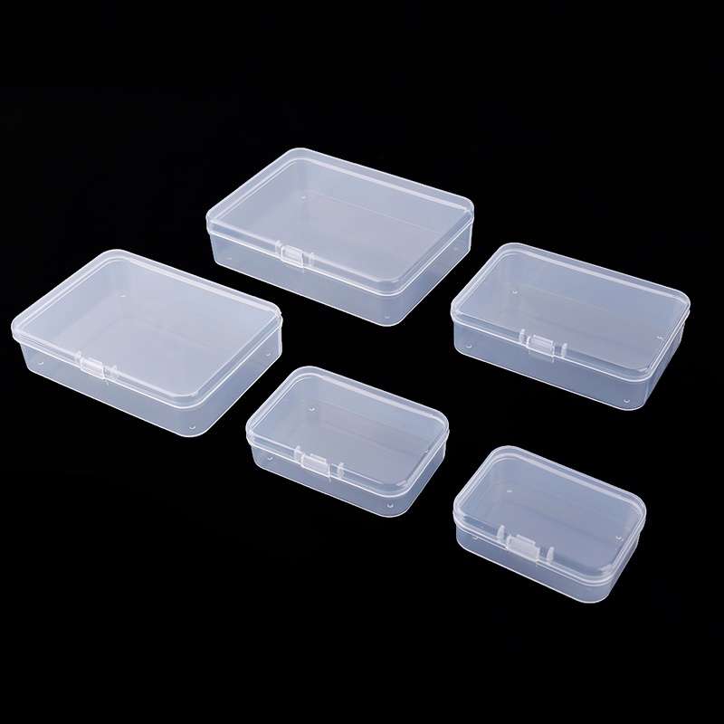 1/6pcs Kotak Ornamen Perhiasan Transparan Persegi Panjang Multi-Ukuran Snap-On Packing Case Storage Box Organizer