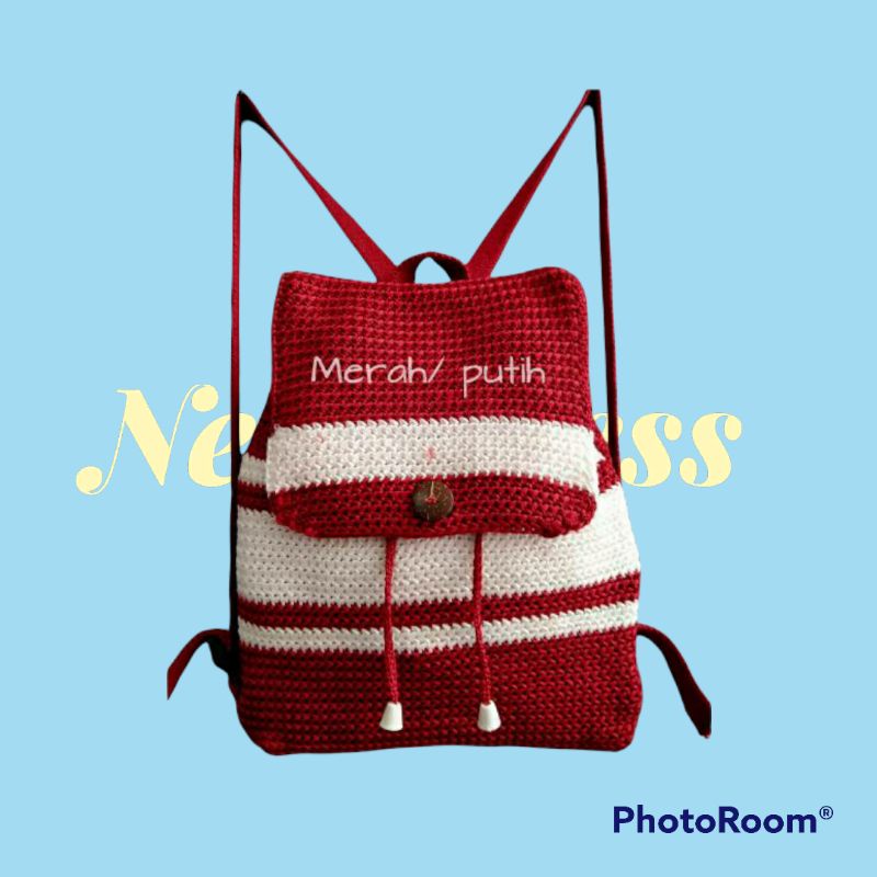 TAS RANSEL STRIP RAJUT TEBAL PREMIUM