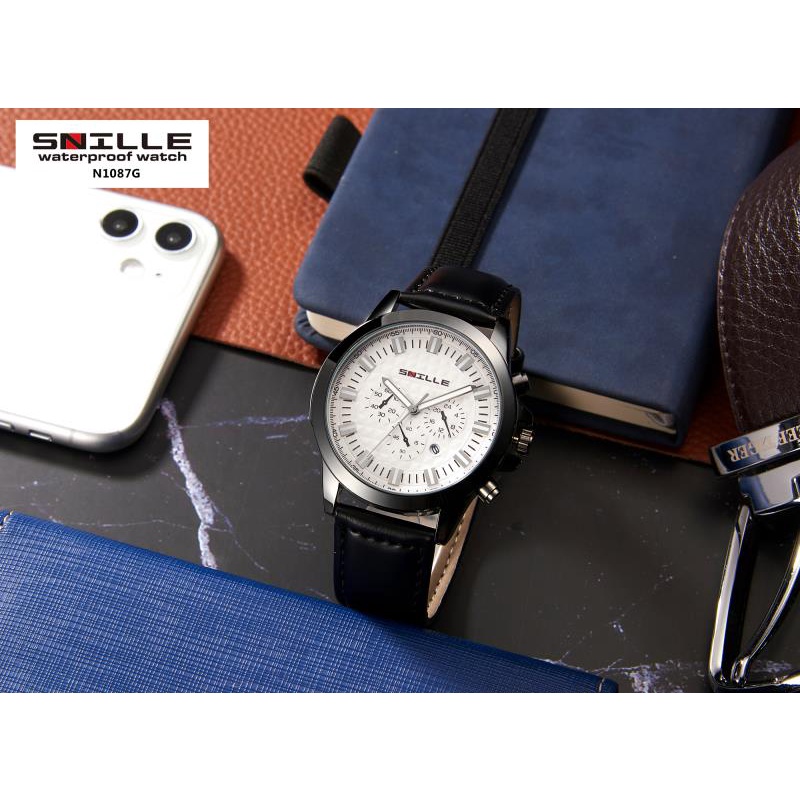 Snille Jam Tangan Kulit Pria Original Asli Anti Air Waterproof 1087