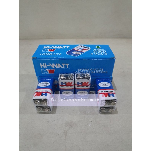 Baterai Kotak/Baterai Petak/Battery 6F22 9V Hi-Watt Rechargeable SNI