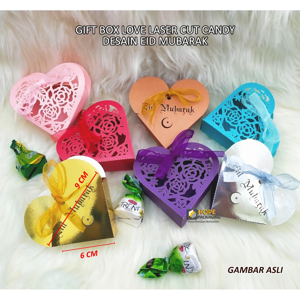 

[ 5 PCS ] Kotak permen snack kecil Love / Gift Box Love Laser Cut Candy dus Gratis pita Ukuran 9x6cm / souvenir kecil love