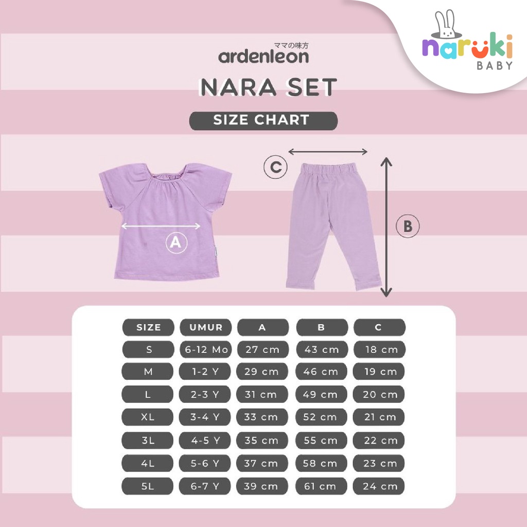 Ardenleon Girls Nara Set 3L/4L/5L (4-7yrs) Arden Leon Baju Setelan Kasual Anak