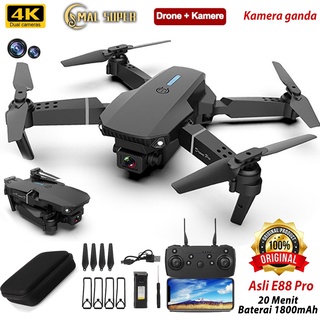 【READY STOCK】Drone E88 Pro 4K Dual Camera Mini RC 4K HD Lipat Quadcopter Drone Wifi FPV APP Kontrol Murah Drone