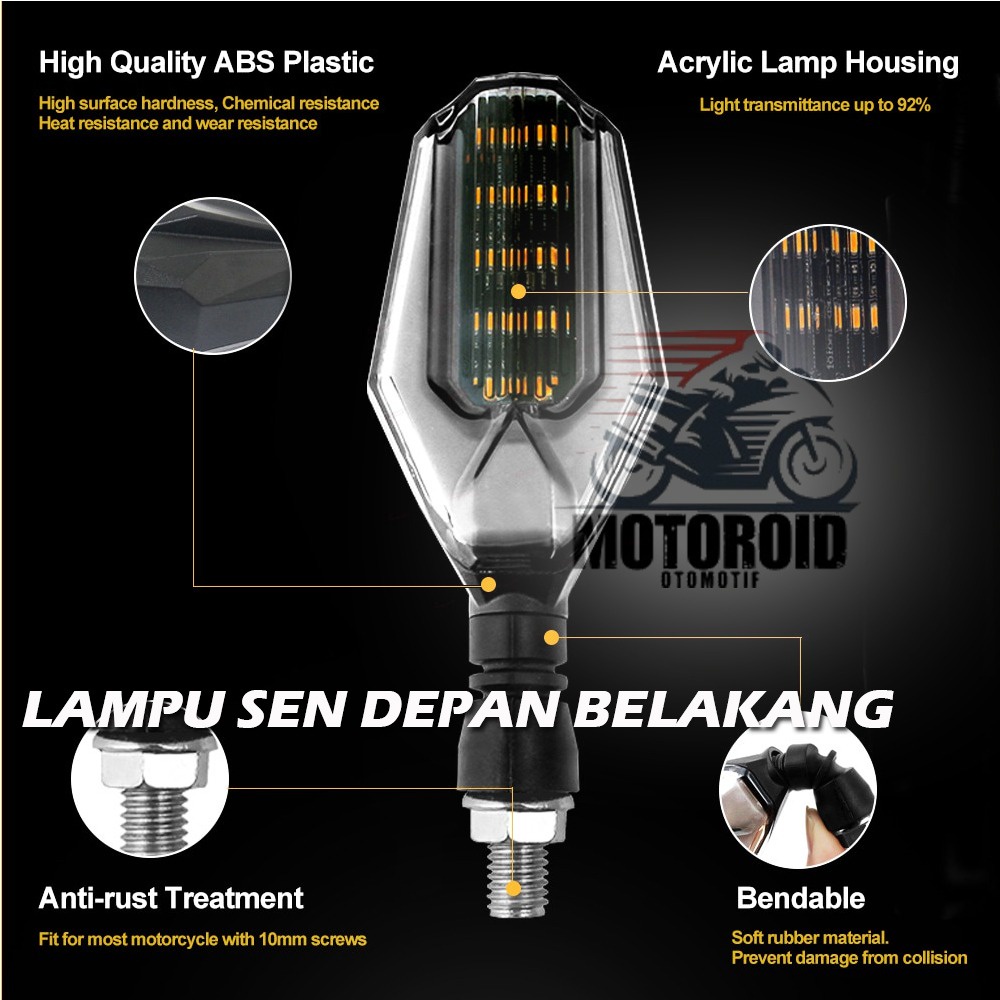 Lampu Sein LED Sepeda Motor Universal Lampu Indikator Cahaya Berkedip Siang Hari Aksesori Motor