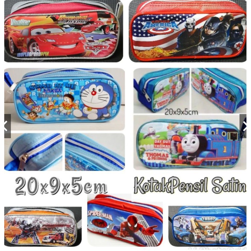 

Tempat / Kotak Pensil Satin Captain America Doraemon Cars Spiderman Tobot Thomas Transformer