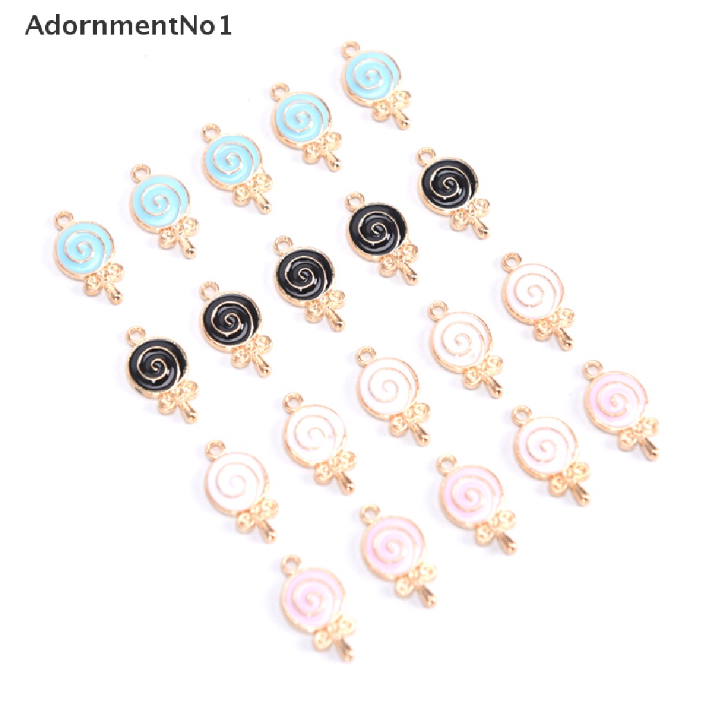 [AdornmentNo1] 10Pcs/Lot Enamel Alloy Lollipop Candy Charms Metal Pendants DIY Jewelry Findings [new]