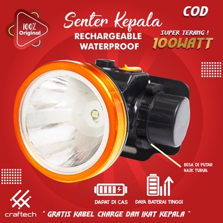 Senter Kepala 100 WATT & 30 WATT LED Headlamp Super Terang Outdoor Anti Air Waterproof Zoom