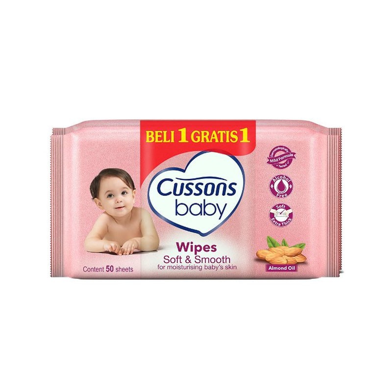 Cussons Baby Wipes Soft &amp; Smooth 50+50s // Tisu Basah Bayi