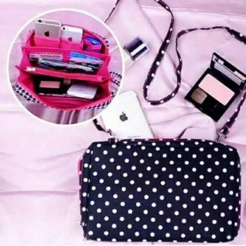 Dompet polka serba guna / dompet selempang Wallet / selempang banyak ruangan by zellshop